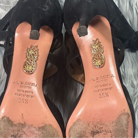 Aquazzura Black Lace-Up Stiletto Heels - Picture 9 of 11